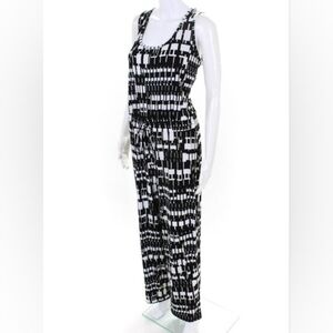 Calvin Klein Womens Geometric Drawstring Straight long Leg Jumpsuit